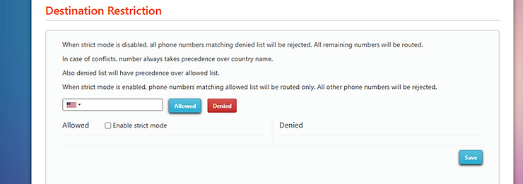 How to Whitelist/Blacklist destinations in A1 Routes Customer Portal
