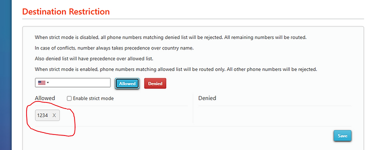 How to Whitelist/Blacklist destinations in A1 Routes Customer Portal