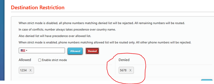 How to Whitelist/Blacklist destinations in A1 Routes Customer Portal